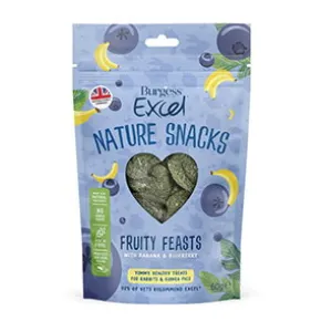 Burgess Excel Fruity Feasts, Banan & Blåbär, 60g