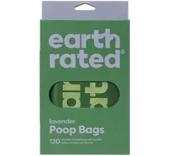 Earth Rated bajspåsar med handtag, Lavendel, 120 st